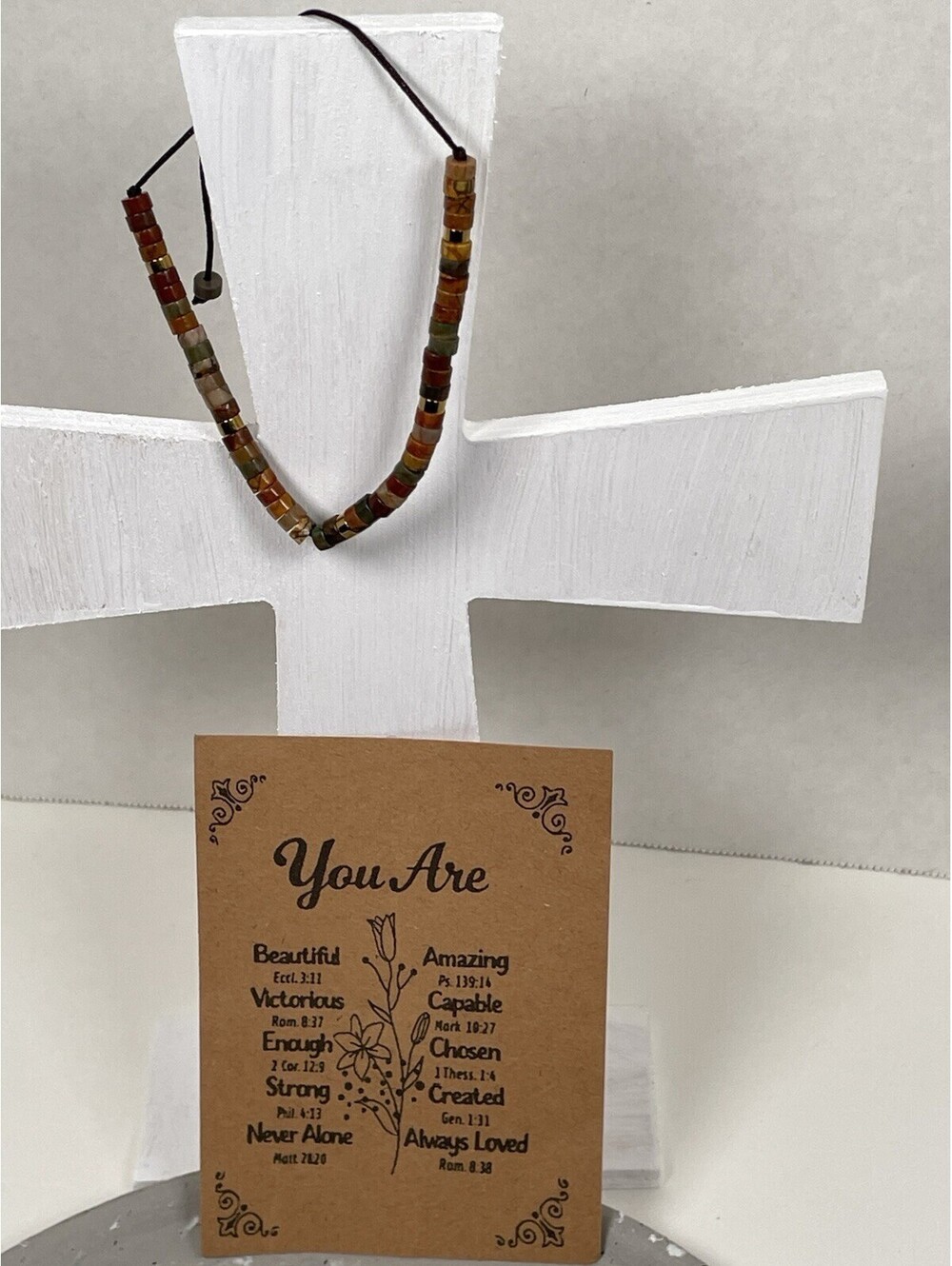 Christian Scripture Stone Bracelet Adjustable You Are Loved Beautiful Gift Boxed